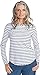 Coolibar UPF 50+ Women's Heyday Side Split Shirt - Sun Protective (Medium- White/Navy Stripe)