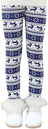 Rysly Girls Winter Thick Warm Long Pants Printing Fleece Lined Leggings