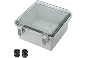 Zulkit Junction Box ABS Plastic Dustproof Waterproof IP67 Electrical Boxes Hinged Shell Outdoor Universal Project Enclosure Grey Clear Cover, Stainless Steel Buckles 5.9 x 5.9 x 3.5 inch