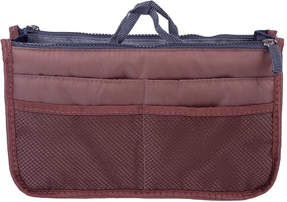 Careforyou® Women Lady Portable Purse Organizer Insert Multi-function Cosmetic Storage Bag in Bag Travel Makeup Organiser Handbag Pouch Insert Bag (Coffee 11)