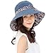 Womens Sun Hat Hindawi Summer Reversible UPF 50+ Beach Hat Foldable Wide Brim Cap, Blue