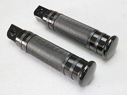 Motorcycle Black CNC Billet Aluminum Rear Front Foot Pegs Footrest for HD Dyna Harley Heritage Softail Fat Boy Fatboy Lo Road King Ultra Limited Tri Street Electra Glide Sportster 1200 883 Rocker