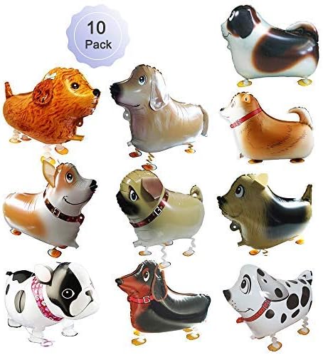 GenMo Walking Balloons Dog Animals Walking Balloon Set Kids Pet Dogs Birthday Party Supplies Animal Theme Balloons Toys Baby Puppy Air Walkers Gift Party Decorations 10 Pack