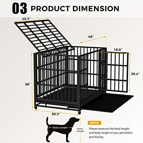 ITORI 48/38 Inch Heavy Duty Indestructible Dog Cage Metal Kennel and