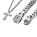Evermarker Stainless Steel Bracelet and Angel's Heart Key Necklace Sterling Silver Set For Couple