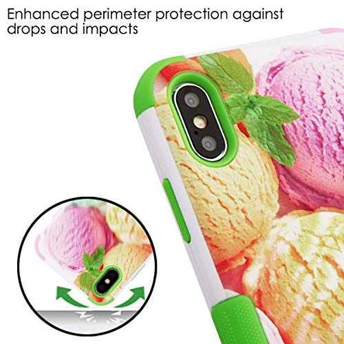 Kaleidio Case Compatible for Apple iPhone XS Max (6.5") [TUFF Armor] Slim Fit Rugged [Shock Absorption] Impact Hybrid Rubber Cover [Ice Cream Scoops] - Thumbnail 4