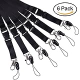Kuuqa 6 Pack Card Holder Lanyard Black Neck Lanyard with Detachable Buckle for Keys and Cell Phones
