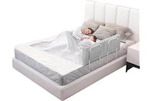 OCBAiLi Bed Rail Bumpers for Toddlers, for Elderly Adults Safety, Bed Side Guard Rails for Kids, Twin，Queen & King Full Size Beds（Gray, 2 Packs）