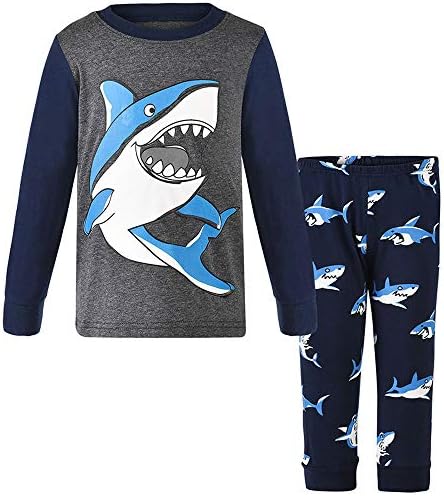 Boys Dinosaur Pyjamas Sets Children Kids 100% Cotton Pjs Sleepwear Elephant T Shirt Tops & Trouser Pants Pajamas Set Toddler Baby Nightwear Outfit Clothing Age 1 to 7 Years