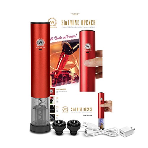 WAERATOR 3-in-1 Automatic Corkscrew Electric Wine Opener, Wine Preserver (saves wine for up to 10 days) & Foil Cutter