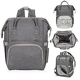 Hynes Eagle Water Resistant Diaper Backpack Multipurpose Baby Travel Bag for Dad or Mom Cool Grey