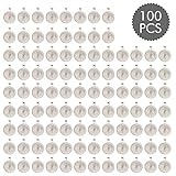 ASIBT 100 PCS Bezel Pendant Trays Round Cabochon Settings Trays Pendant Blanks, 25mm Diameter, Silver