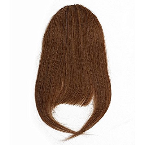 Clip In Human Hair Fringe, 100% Human Hair (Medium Brown #6)