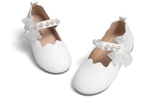 CENCIRILY Toddler Little Girls Flower Dress Shoes Mary Jane Ballet Flats Party School Bowknot Princess Wedding Shoes
