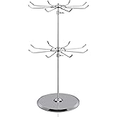 Polmart Medium Duty Tier Heights Adjustable Countertop Spinner Display Stand (Silver, 2-Tier)
