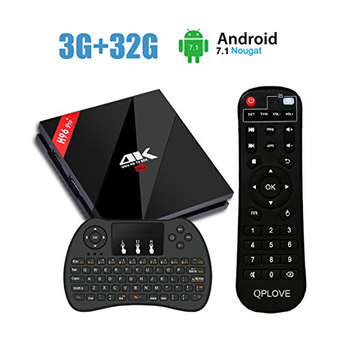H96 Pro+ TV Box Android 7.1 OS 3G DDR3 32G EMMC Smart TV Box 4K HD Amlogic S912 Octa-core BT4.1 Dual Band 2.4G/5.8G WIFI Ethernet 1000M with Wireless Keyboard