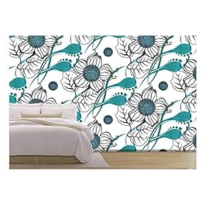 Vector - Repeating Modern Floral Background Pattern. Flower Vector Pattern. - Removable Wall Mural | Self-Adhesive Large Wallpaper - 66x96 inches