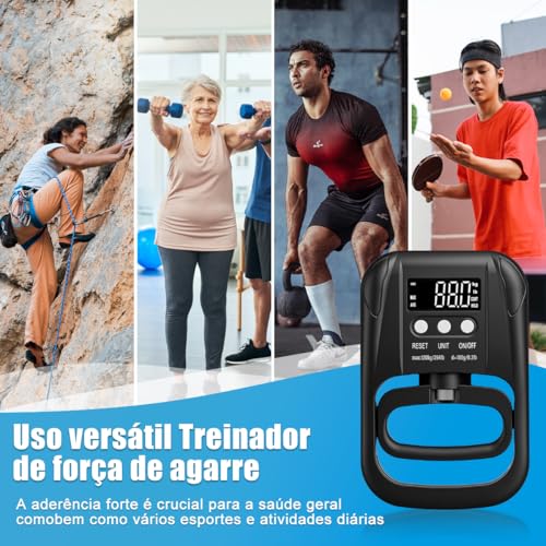 120 kg Testador de Força de Aderência com Visor LCD, Dinamômetro de Aderência de Mão, Testador Eletrônico de Força de Aperto de Mão, Treinador de Dinamômetro para Medição Manual, Dinamometro