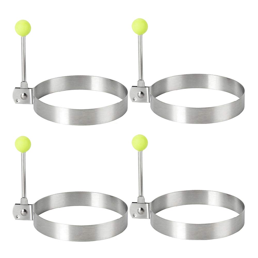 Fried Cooking Pancake Mold, 4pcs Egg Rings Mould, Egg Ring Stainless Steel Omelette, Kitchen Ring Cooking Fried Egg Shaper Mould Molds for Breakfast, Lunch, Dinner