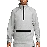 Nike Men's Sportswear Dark Grey Heather/Matte Silver Tech Fleece Half Zip Sweatshirt - XL