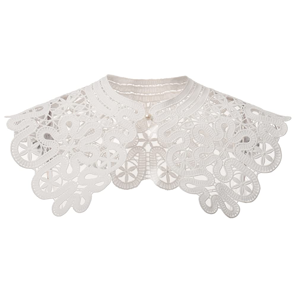 COSDREAMER Vintage Lace Floral Neck Collar Elizabethan Ruff Collar White (white 3)