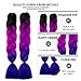 HVAXING 24 inch Ombre Jumbo Braiding Hair Extensions 2Pcs/Lot 100g/pcs High Temperature Kanekalon Fiber Crochet Twist Braids (Black-Purple-Light blue)