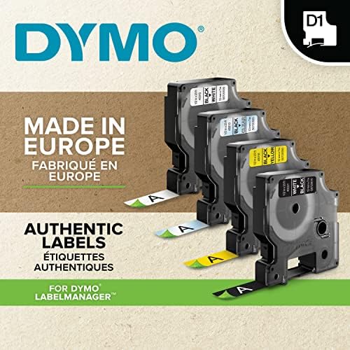 D1 étiquettes autocollantes authentiques | impression en blanc sur fond noir | 12 mm x 7 m | pour étiqueteuses LabelManager