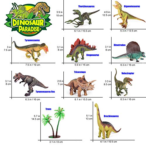 Alagoo Dinosaur Toys, Realistic Dinosaur Figures with Activity Play Mat & Trees, Educational Dinosaur Playset to Create a Dino World Including T-Rex, Triceratops, Velociraptor, Gift for Kids