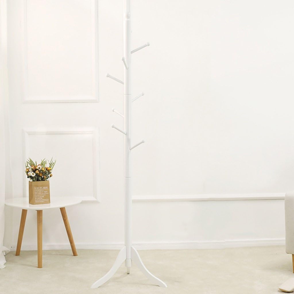 Hat Coat Stand Hanger Coat Rack Bag Holder Shelf Clothes Hang Corner Stand Floorstanding Bedroom Household 180cm (Color : Ivory white)