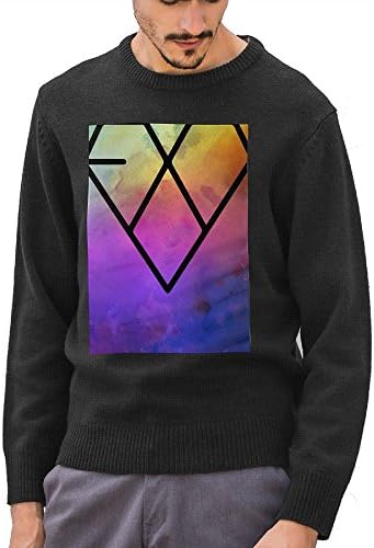 Kimberly Coltman Kpop EXO Logo Mens Pullover Sweaters Round Neck Knitted Black