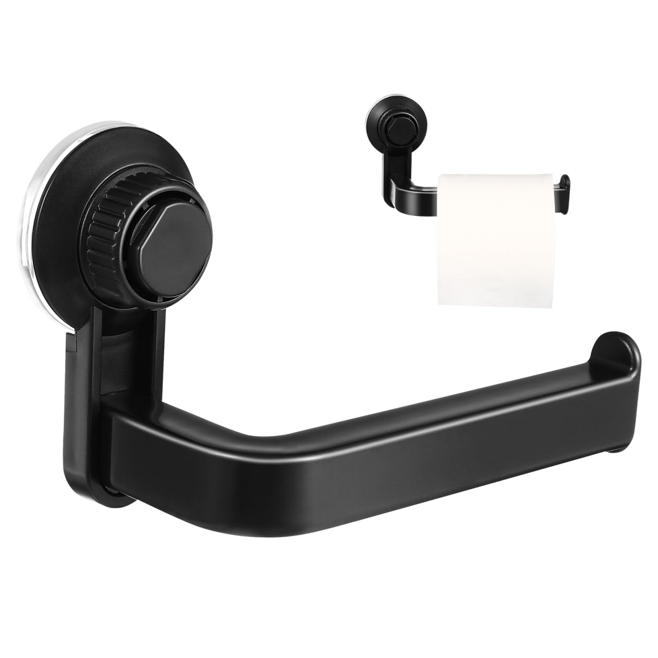 TOPBATHY Wall-Mounted Tissue Holder with Suction Cup No Drill Toilet Paper Roll Holder and Towel Rack 5.71X3.94X2.56 Inch Bathroom Organizer for Home Office Hotel