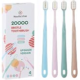 4 Pack Extra Soft Toothbrush with Cover for Sensitive Teeth or Gum | Micro Nano 20000 Soft Bristle Toothbrush Especially for Pregnant or Elderly.[Upgrade Version]