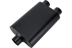 TECTRUC Muffler 2 Chamber 2.5" Universal Mufflers Performance Race Exhaust Muffler 2.5 IN Pipe,Aggressive Sound,Black(2.5" center in/2.5" dual out/overall 18")