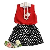 HOT SALE!!1-6 Years Old Girls Vest Pleated Dress,Woaills Two Pieces Set Clothes Children Skirt Suit (Red, 5-6Years)