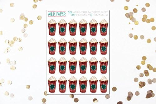 Holiday Pumpkin Spice Latte, Coffee Cup Planner Stickers [MATTE] [Set of 24]