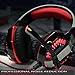 Gaming Headset for PS4 Xbox One PC, Over Ear Headphones, Noise Cancelling Mic, Stereo Bass Surround, LED Lights, Soft Memory Earmuffs for Laptop Mac-Black