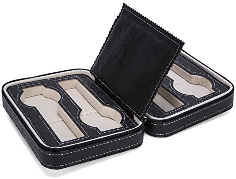 4 slot Zippered Watch Case Storage Travel Organizer Collector (black)