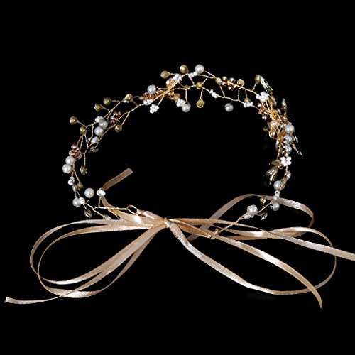 YDZN Bridal Rhinestone Tiara,Handmade Women Girls Hair Head Piece Pageant Crown For Wedding Party Photography (Gold)