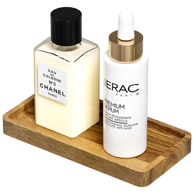 WEENSON Small Acacia Wood Bathroom Vanity Tray for Soap Dispenser, Toiletries, Makeup, Perfume, Decor, Kitchen Tray for Counter Salt Spice, Toilet Tank Tray for Candle, Nightstand 7.9"x4"