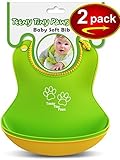 Food Catcher Soft Bib (2 pack Yellow/Green) Waterproof &ndash; GREAT GIFT FOR MOMS! - For Baby Girls and Boys - Bonus: FREE eBook ($9.99 value)