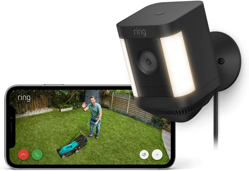 Ring Spotlight Cam Plus Plug-In Outdoor Security Camera 1080p Night Vision