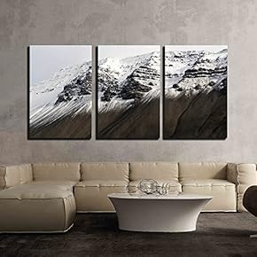3 Piece Canvas Wall Art - Snow Mountain - Modern Home Art Stretched and Framed Ready to Hang - 16"x24"x3 Panels