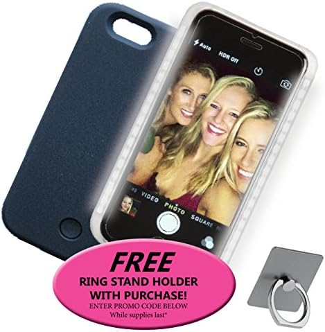 Lux Ambition iPhone 7 Illuminating LED Light Smartphone Case For Selfies, Equipped With Dimming And Strobe Functions! Take Flawless Selfies! (Black)