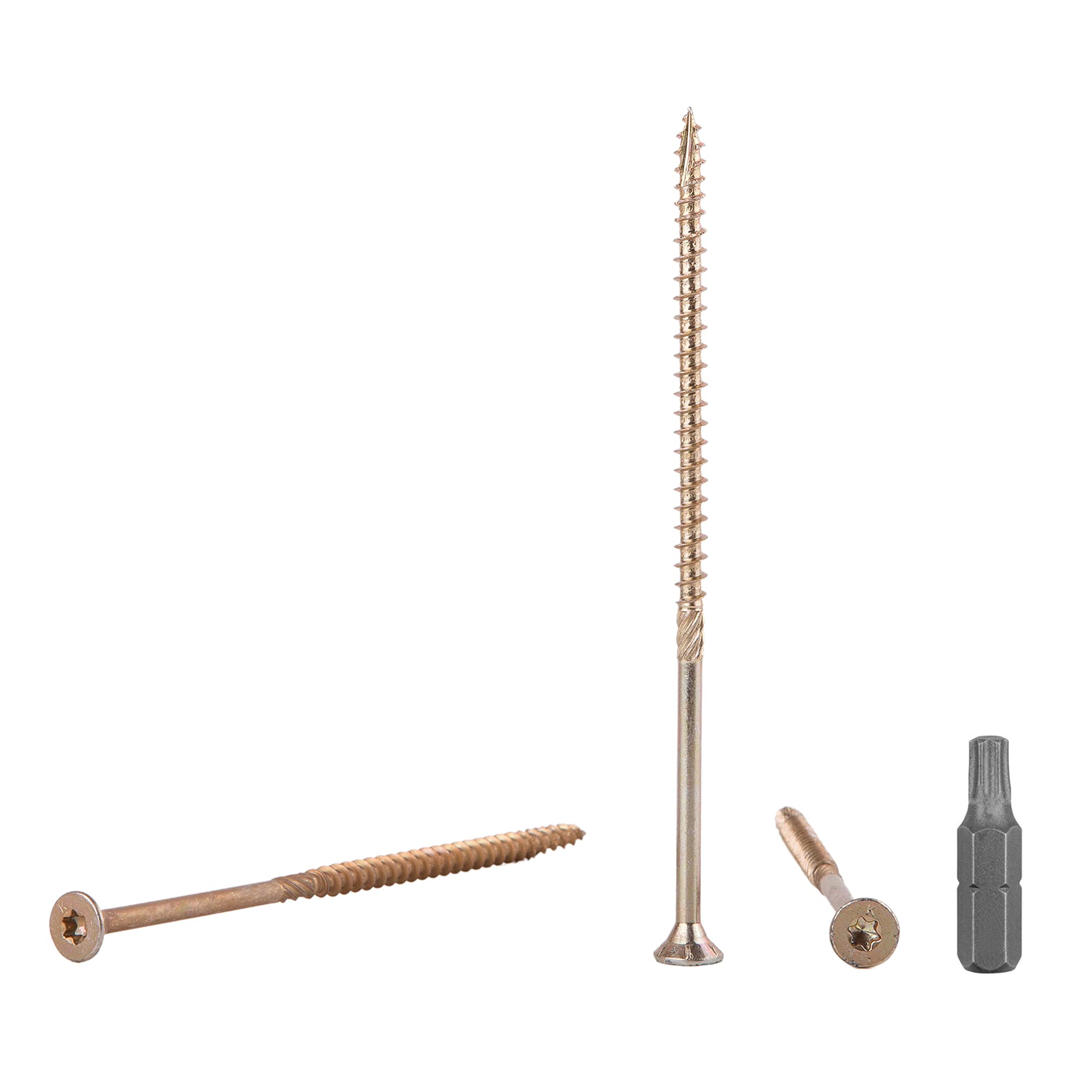 (Pack of 30 pcs) Yellow Zinc Plated Steel 5.0 x 120 mm Wood Screws, Torx Head, Type 17, Countersunk Head, Chipboard Screws (30, 5.0 x 120 mm)