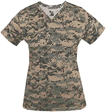 Badger Sport Ladies Digi-Camo V-Neck Wicking Moisture Management Shirt (7 Digital Colors, in 7 Women's Sizes)