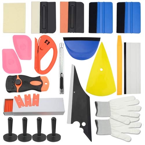 WGCD 21 PCS Auto Vinyl Wrap Tool Kit Window Tint Tools for Vehicle Car Window Film Tools Squeegee Scraper Application Installation