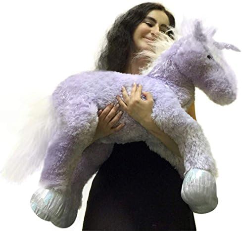 Premium Quality Large Stuffed Unicorn 37 Inches Soft Big Plush Animal Purple Color
