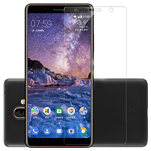 For Nokia 7 Plus Glass Screen Protector - [2 Pack] Nokia 7 Plus Tempered Glass Screen Protector 9H High Clear Front Film Clear Flat Full Body Full Coverage Bubble Free Glass Screen Cover Protector