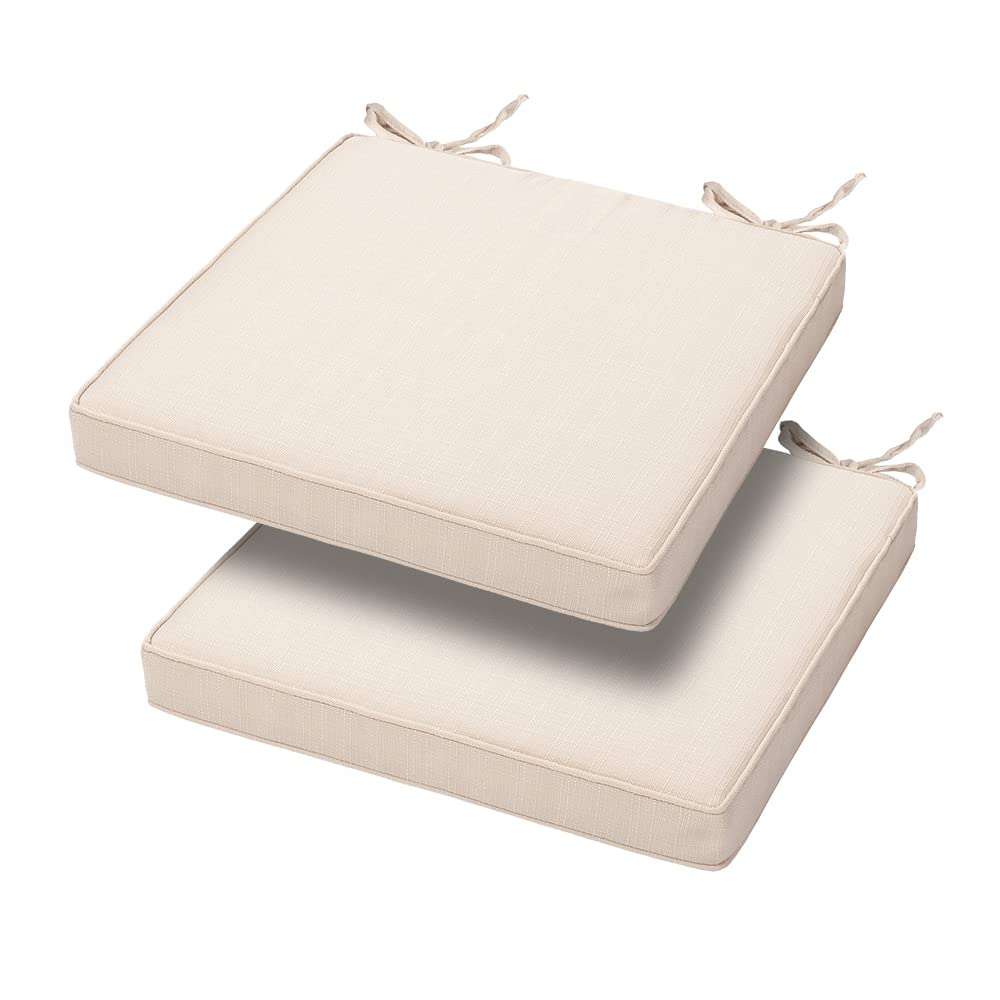 Photo 1 of Magpie Fabrics Indoor Outdoor Waterproof Square Chair Cushion, 18" x 18" x 2.5", 2 Pack, Water Resistant Seat Cushions, for Patio Garden Office, Beige
