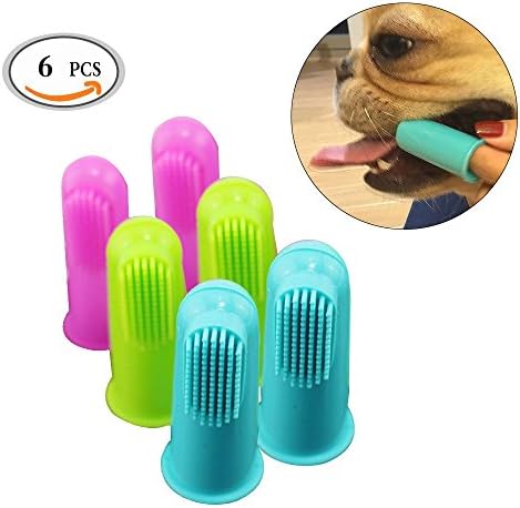 OR Pure Pets Dog Toothbrush,Cat Finger Toothbrushes,Dental Hygiene Brushes, Resilient and Soft PVC Bristles,for Small Dogs,Cats,Most Pets,Handy Fingertip Design Random Color (6-pack)